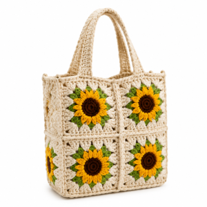 Sunflower Square Crochet Tote