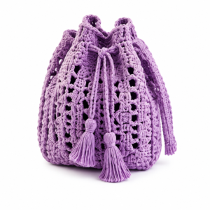 Lavender Crochet Drawstring Pouch