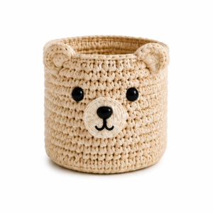 Cute Bear Face Crochet Basket