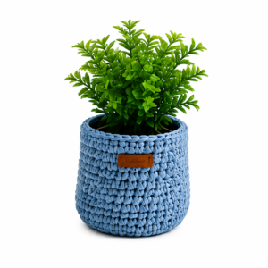 Blue Crochet Planter