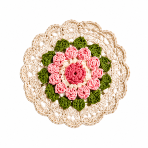 Floral Crochet Doily with Scalloped Edges